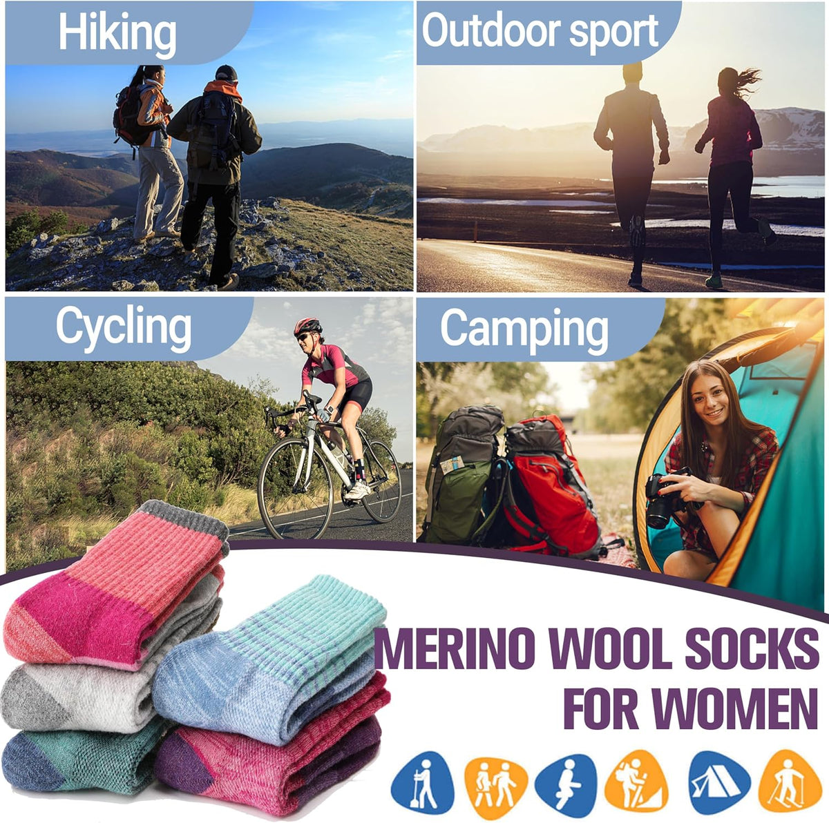 Anlisim Women's Cushioned Crew Socks – Housewarming Gift for Female Friends Who Love Trail Walks