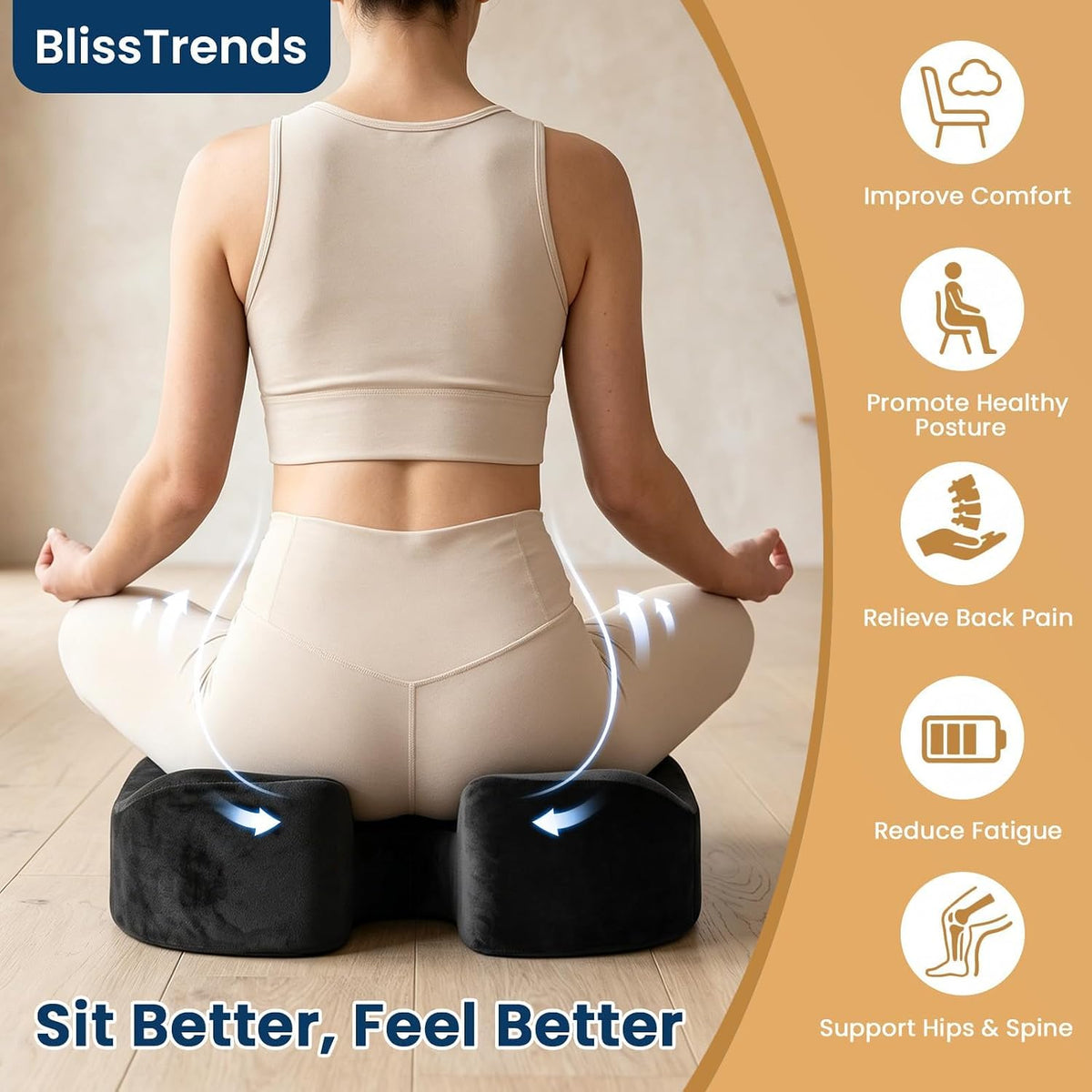 anti-slip bottom for stable placement on any seat surface