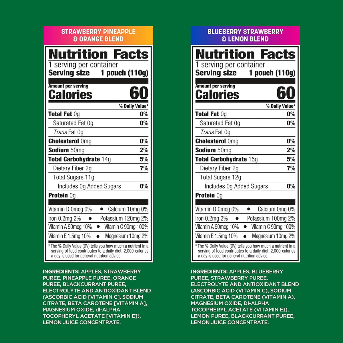antioxidant vitamins a, c, and e sourced from real fruit ingredients
