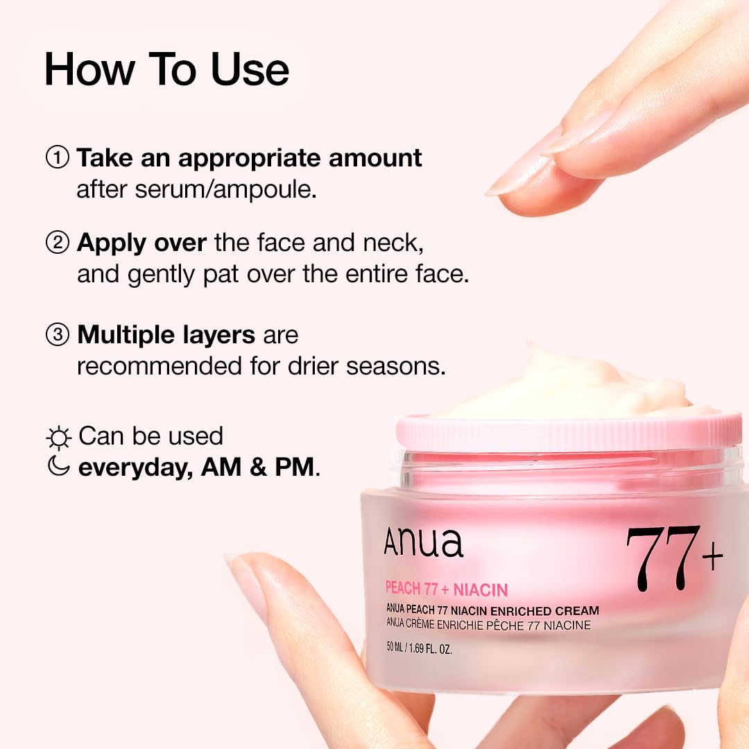ANUA Peach Niacinamide Cream – Nightly Wind-Down Moisturizer for Sensitive Skin, Barrier Repair Hydration Ritual