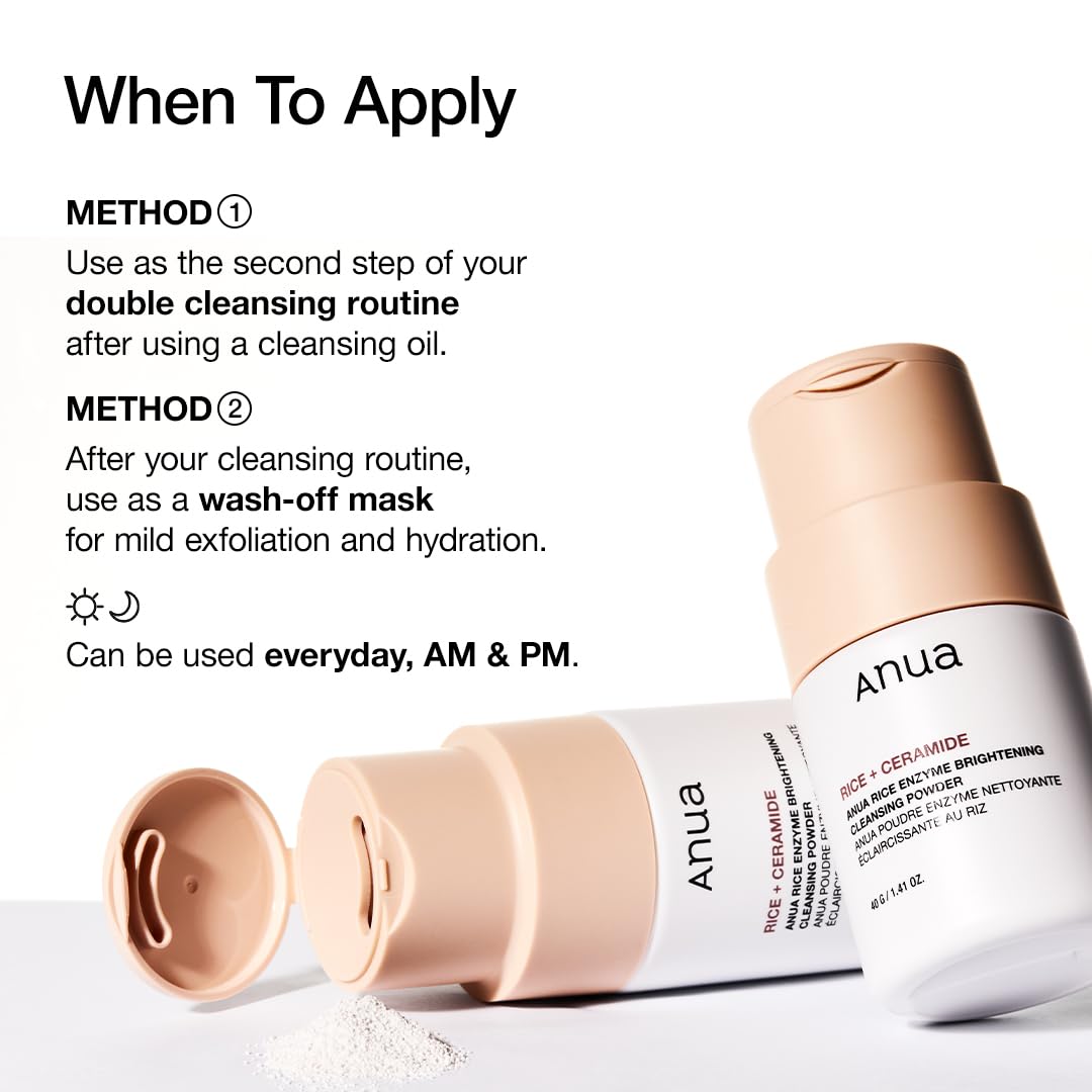 ANUA Rice Enzyme Brightening Cleansing Powder – Evening Wind-Down Skincare Ritual for Bathroom Vanity Calm