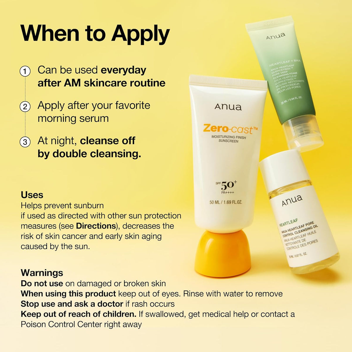 Anua Zero-Cast Moisturizing Sunscreen SPF 50 – TSA-Friendly Travel Size for Carry-On Trips