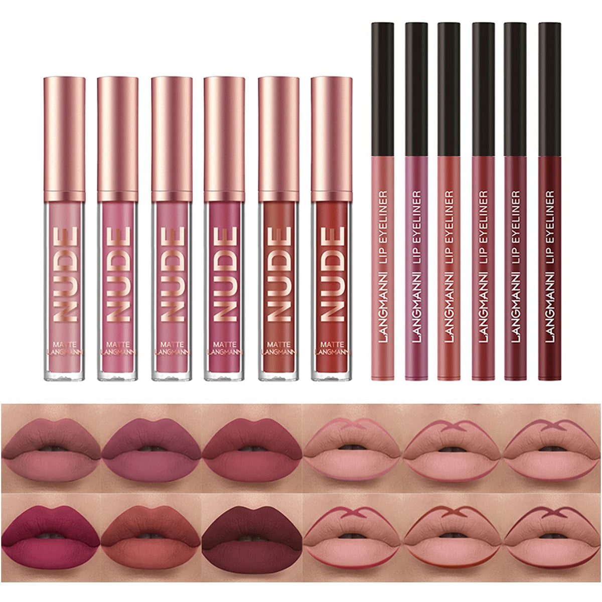 AOA Lip Vault – Clean Beauty Lip Set for Your Self-Care Routine, 12 Plant-Based Matte Lipsticks and Liners