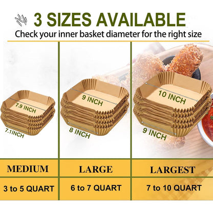 Aobnum Disposable Air Fryer Liners 9 Inch – Clean-Label Parchment Liners for 5-8QT Air Fryers, Tested for Family Safety