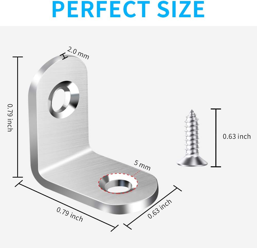 AODLANA Stainless Steel L Bracket Corner Brace – Minimalist Furniture Hardware for Intentional Living, Reinforce Right-Angle Wood Joints
