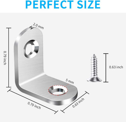 AODLANA Stainless Steel L Bracket Corner Brace – Minimalist Furniture Hardware for Intentional Living, Reinforce Right-Angle Wood Joints