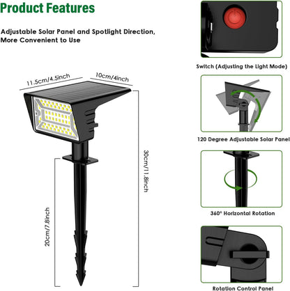Aogek Solar Spot Lights Outdoor 4 Pack — IP68 Waterproof Landscape Lighting for Patio, Garden and Backyard Camping Setups