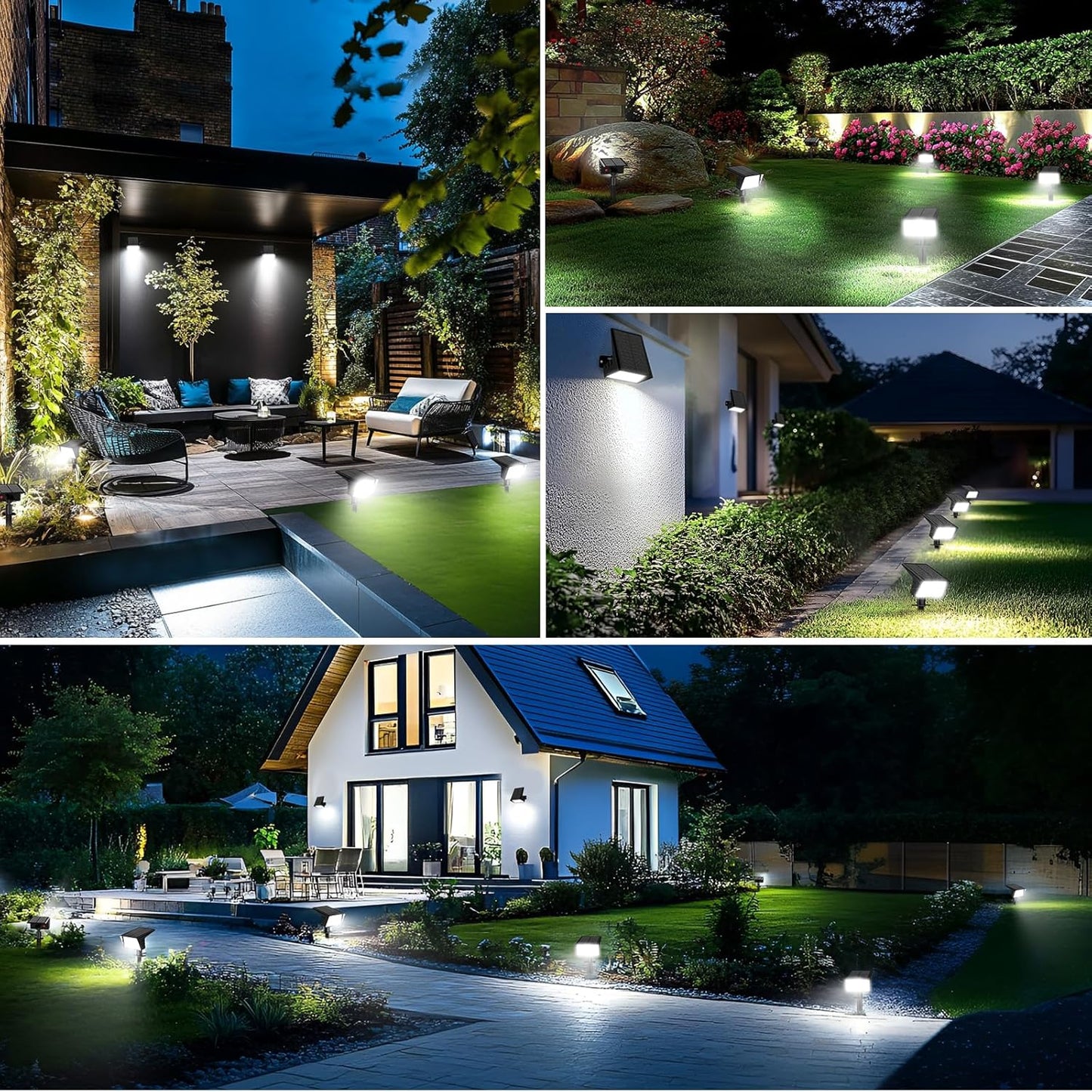 Aogek Solar Spot Lights Outdoor 4 Pack — IP68 Waterproof Landscape Lighting for Patio, Garden and Backyard Camping Setups