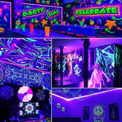 Aogiftr UV Blacklight Strip – Bedroom Aesthetic Lighting with Remote, 20FT 40FT 80FT Flexible Glow Decor