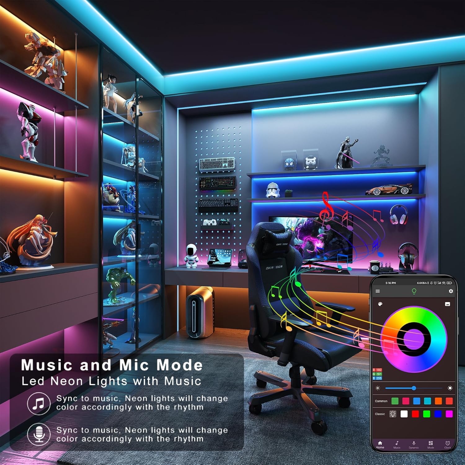 Aogistc LED Strip Lights 148ft-250ft – Birthday Gift for Her with 16M Color Options, App and Remote Control