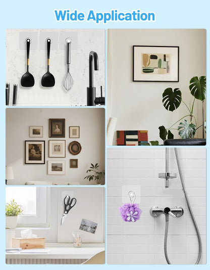 AOKWIT Adhesive Picture Hooks – Thoughtful Housewarming Gift, Transparent Heavy Duty Hooks for New Homeowners