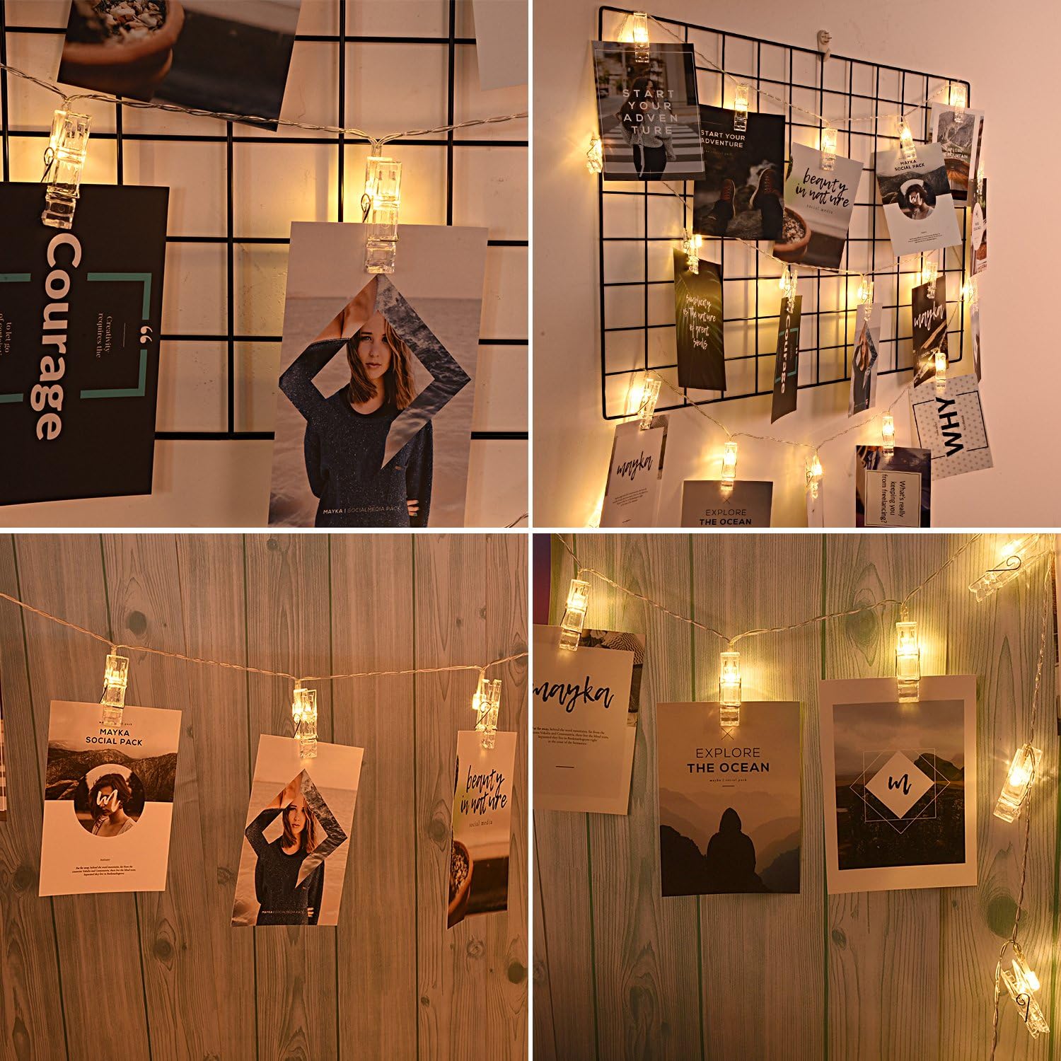 AOSTAR Photo Clip Fairy Lights – Thoughtful Birthday Gift for Her, Cozy Bedroom String Lights with 20 LED Clips