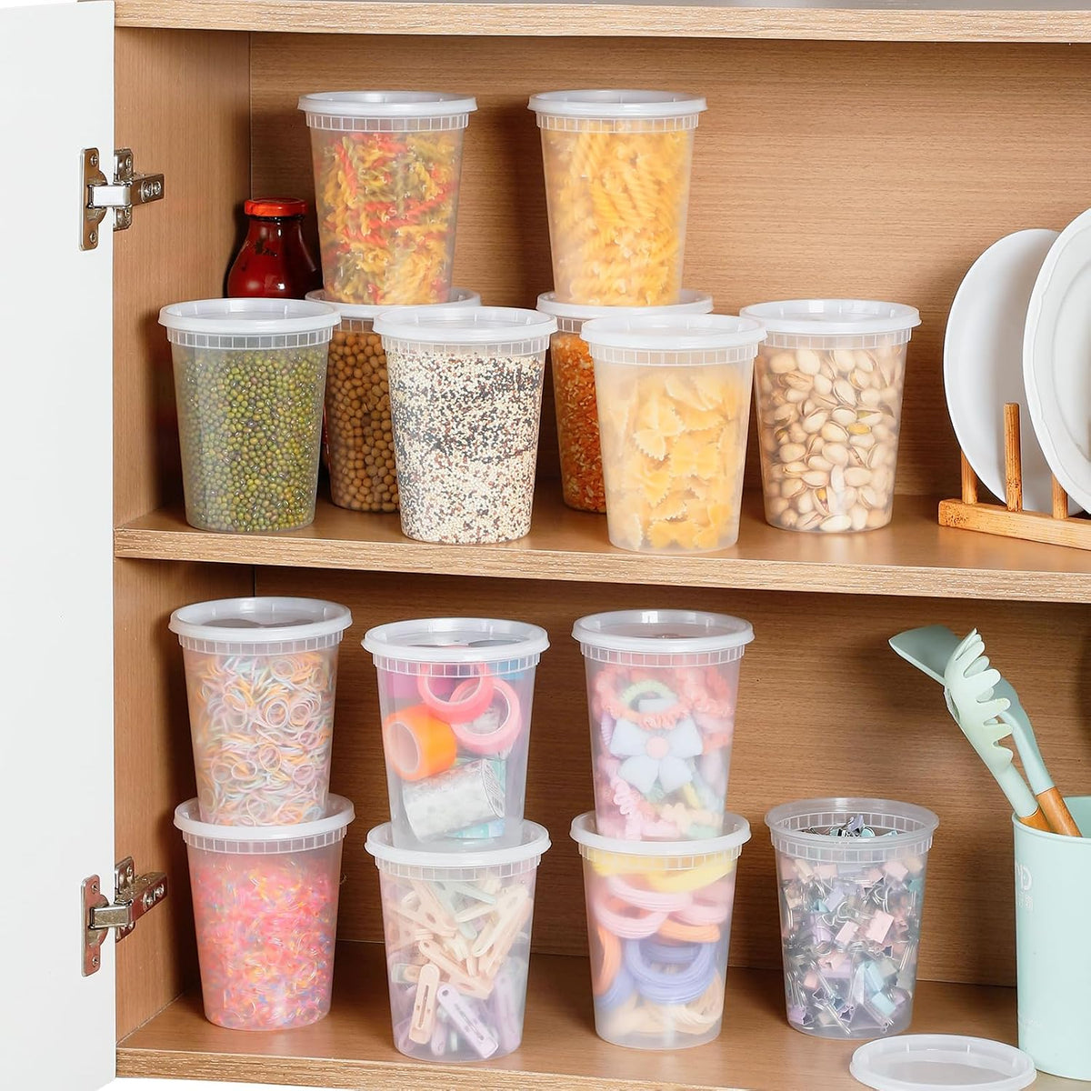 AOZITA 32 oz Airtight Food Storage Containers – Kid-Safe Plastic Pack for Lunchbox Sides, Leftover Pasta and Refrigerated Family Meals