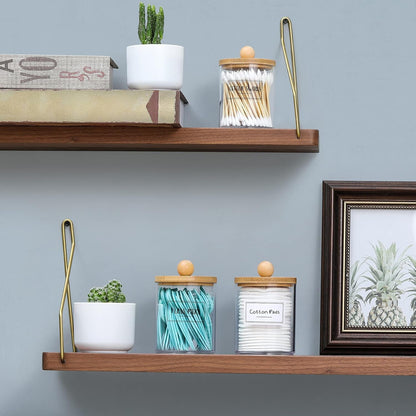Apothecary Jars with Bamboo Lids – Thoughtful Housewarming Gift for Her, Cotton Swab and Cotton Ball Vanity Storage Set