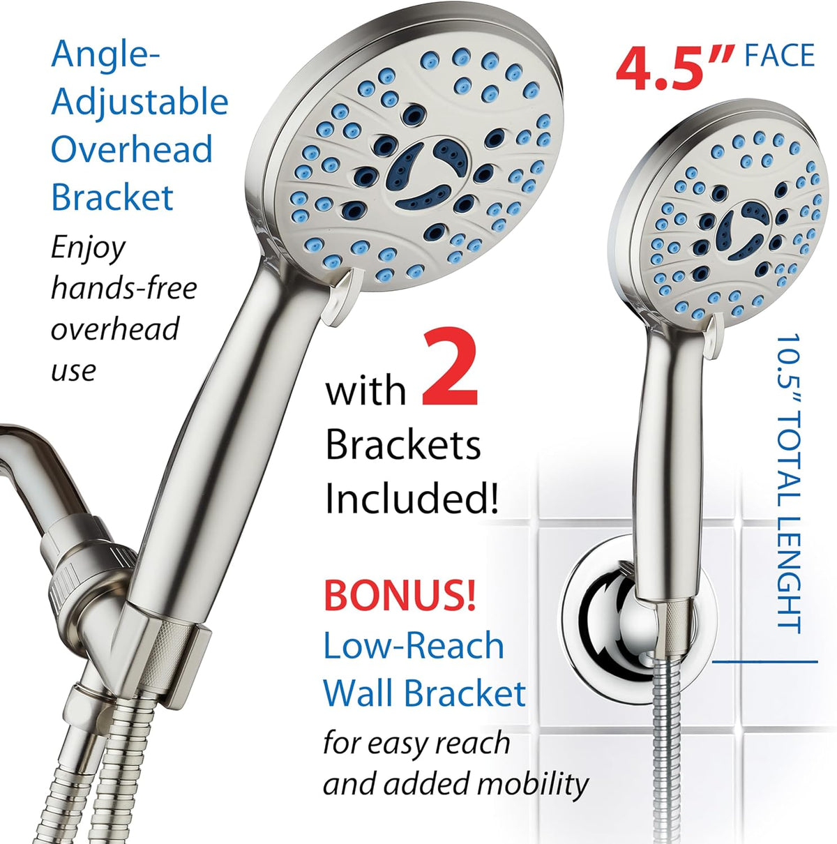 AquaCare Anti-Microbial Self-Clean Handheld Shower Head – Hygienic Bath Fixture That Stops Biofilm Buildup