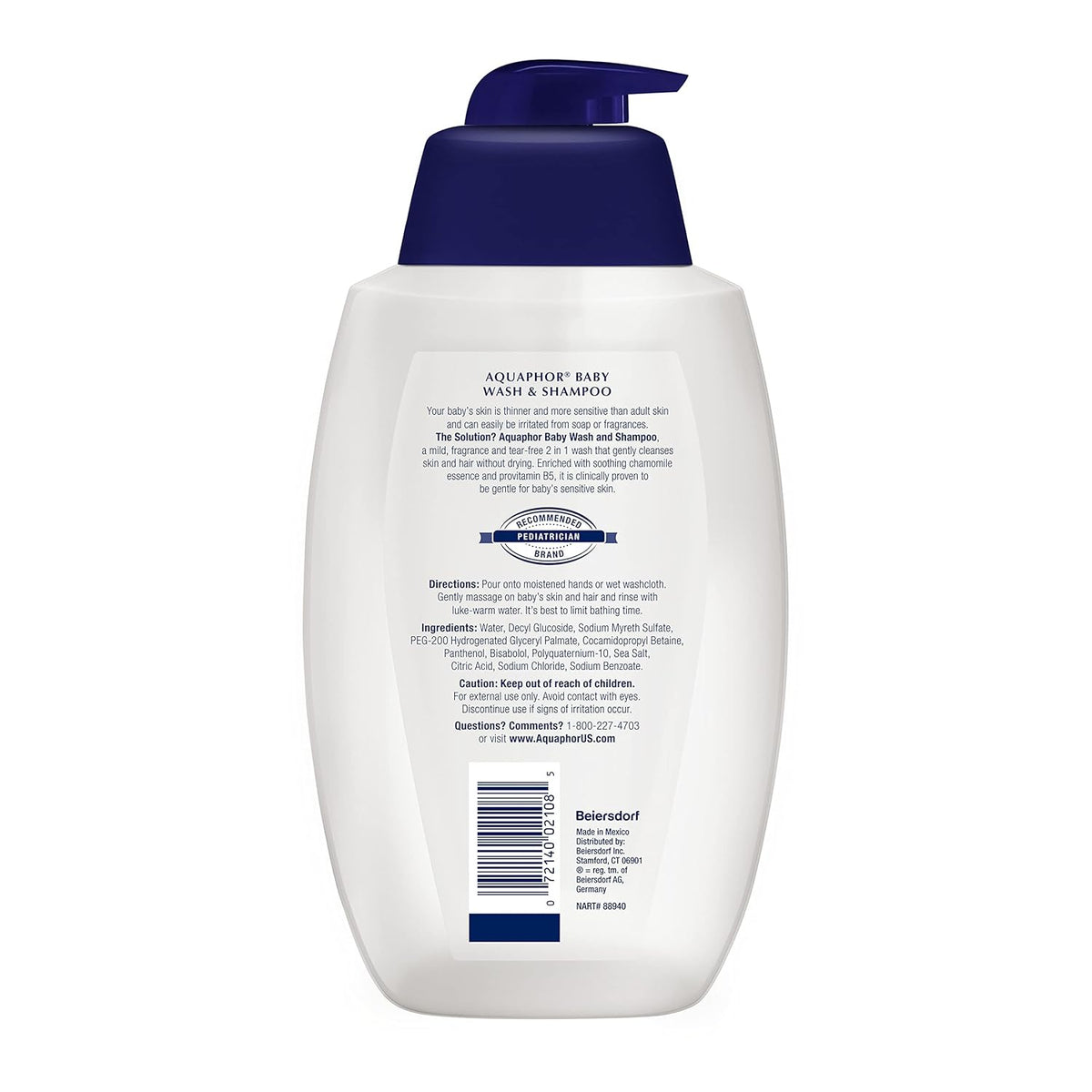 Aquaphor Baby Wash and Shampoo – Practical Baby Shower Gift for Expectant Parents, 25.4 Fl Oz Pump