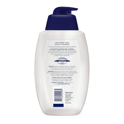 Aquaphor Baby Wash and Shampoo – Practical Baby Shower Gift for Expectant Parents, 25.4 Fl Oz Pump