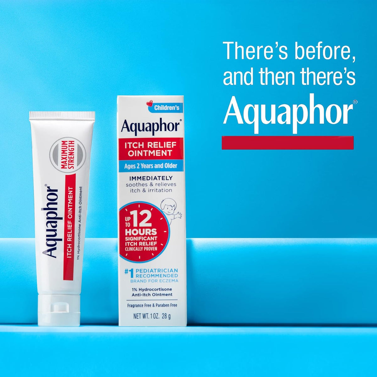 Aquaphor Children's Itch Relief Ointment for Toddler Sensitive Skin – Maximum Strength 1% Hydrocortisone Anti-Itch Cream, Fragrance Free, 1 Oz, Pack of 4