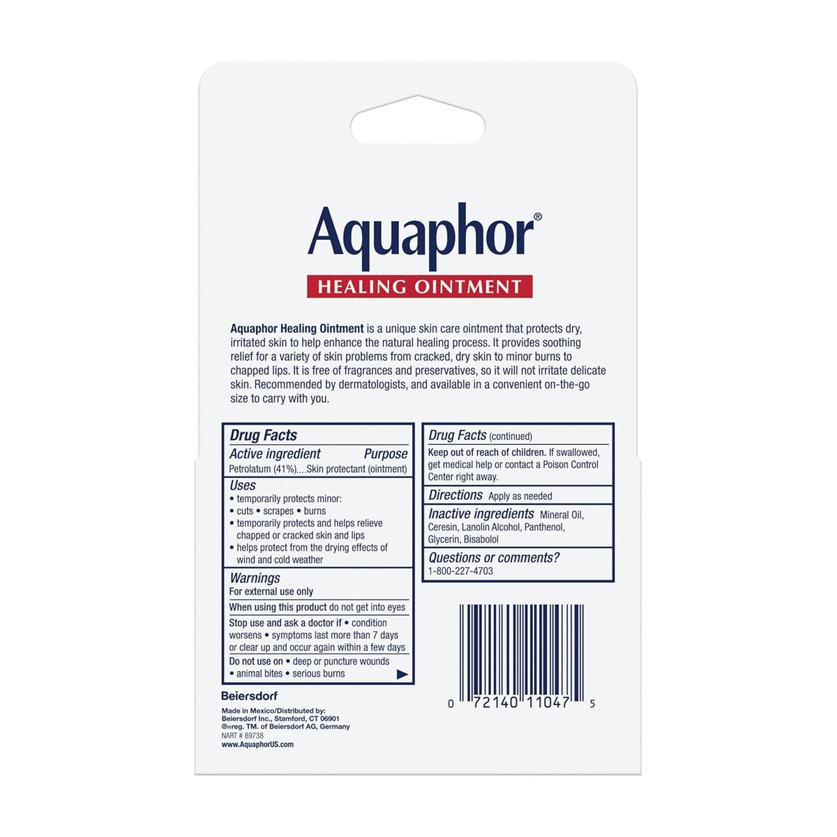 Aquaphor Healing Ointment Advanced Therapy Skin Protectant – Dermatologist Tested Barrier Ointment for Sensitive and Compromised Skin, 0.35 Oz Pack