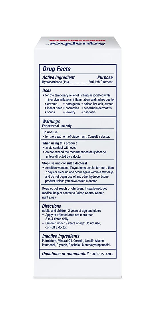 Aquaphor Itch Relief Hydrocortisone Ointment – Gentle, Fragrance-Free Anti-Itch Treatment for the Nursery & Diaper Bag