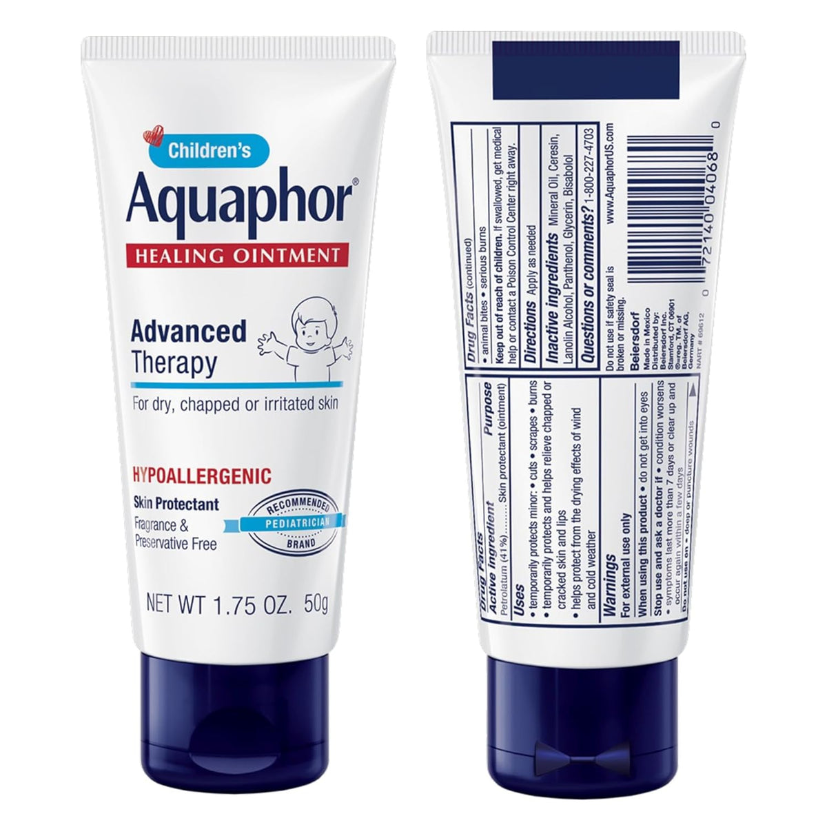 Aquaphor Kids Advanced Therapy Healing Ointment – Hypoallergenic 41% Petrolatum Ointment for Playroom First Aid and Diaper Bag, Travel Size 1.75 Oz