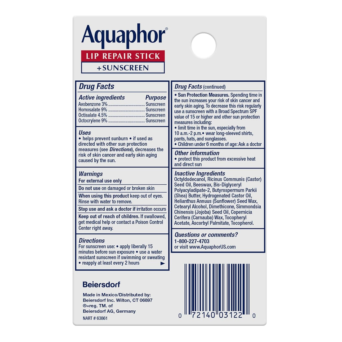 Aquaphor Lip Repair Stick with SPF 30 – Doctor and Ophthalmologist Recommended Safe Lip Care for Sensitive Skin