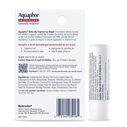 Aquaphor Naturally Inspired Lip Repair Stick – Bedside Hydration Boost for Mindful Evening Routines