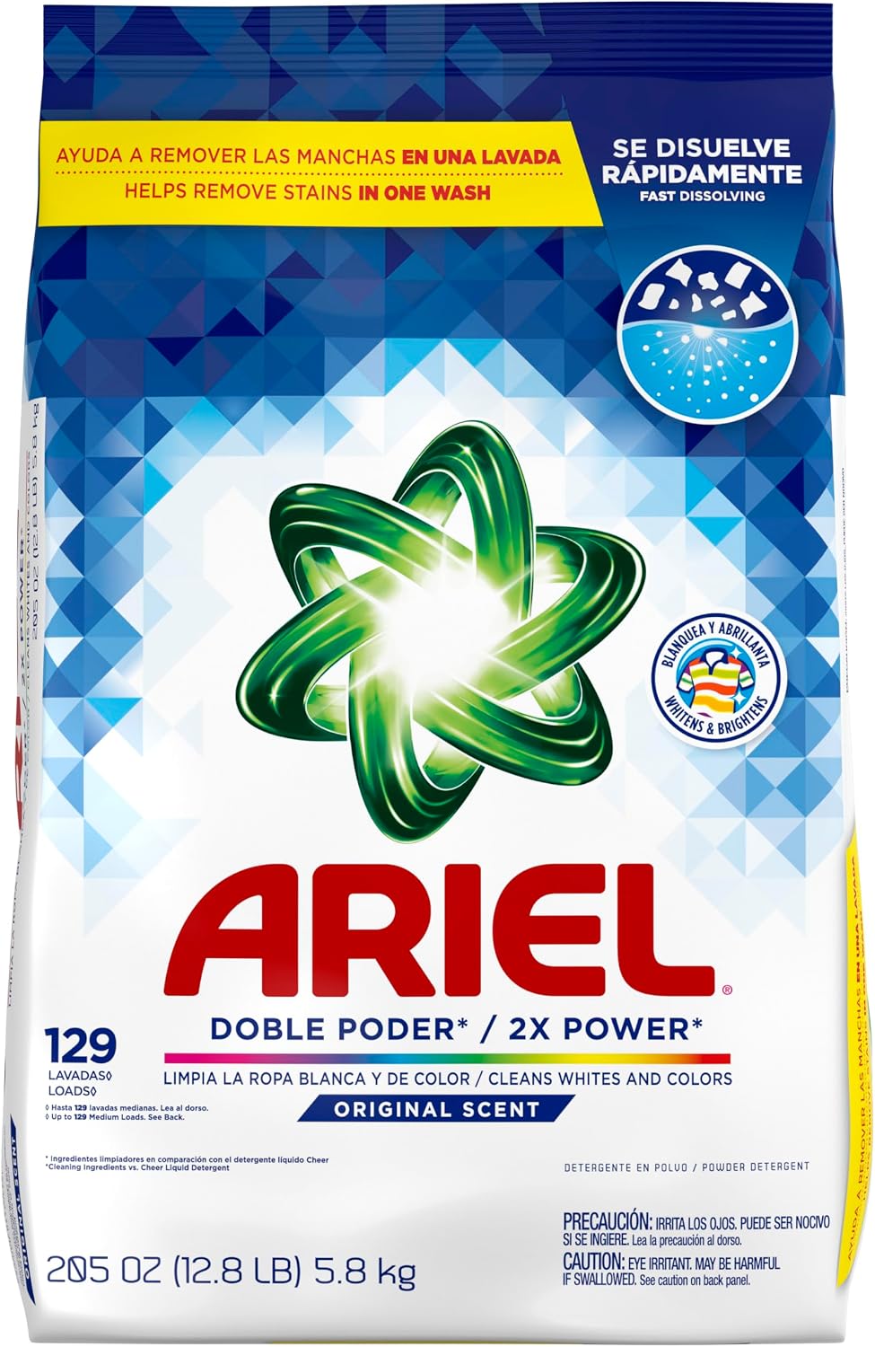Ariel Powder Laundry Detergent for Efficient Family Laundry Routines, Original Scent 5.8 kg 129 Loads