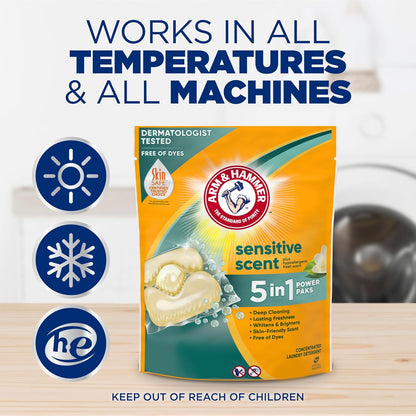 Arm & Hammer 5-in-1 Laundry Paks – Streamlined Single-Dose Detergent for Intentional Laundry Closets and Clutter-Free Homes