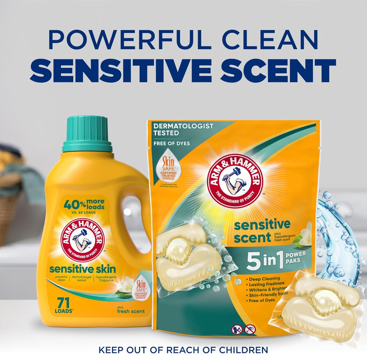 Arm & Hammer 5-in-1 Laundry Paks – Streamlined Single-Dose Detergent for Intentional Laundry Closets and Clutter-Free Homes