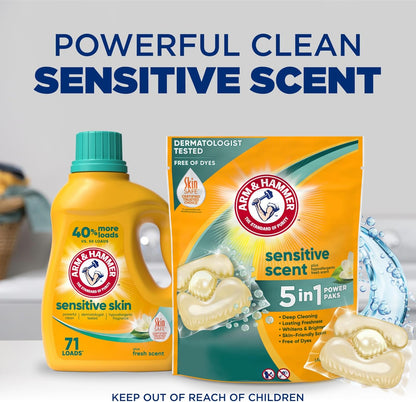 Arm & Hammer 5-in-1 Laundry Paks – Streamlined Single-Dose Detergent for Intentional Laundry Closets and Clutter-Free Homes