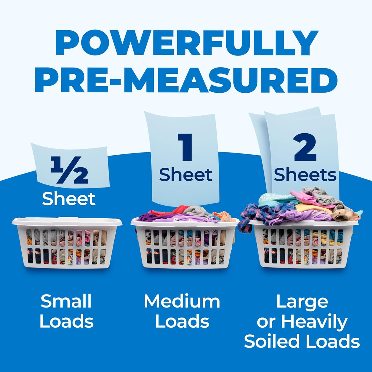 ARM & HAMMER 5in1 Power Sheets Laundry Detergent, Free & Clear, 50 Count, RV and Travel Laundry, Lightweight Portable Detergent