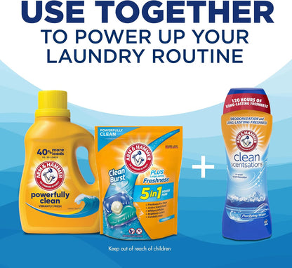 ARM & HAMMER Clean Burst Laundry Detergent for Fresh Linen Self-Care, 170 fl oz Bulk for Spa-Like Bedrooms