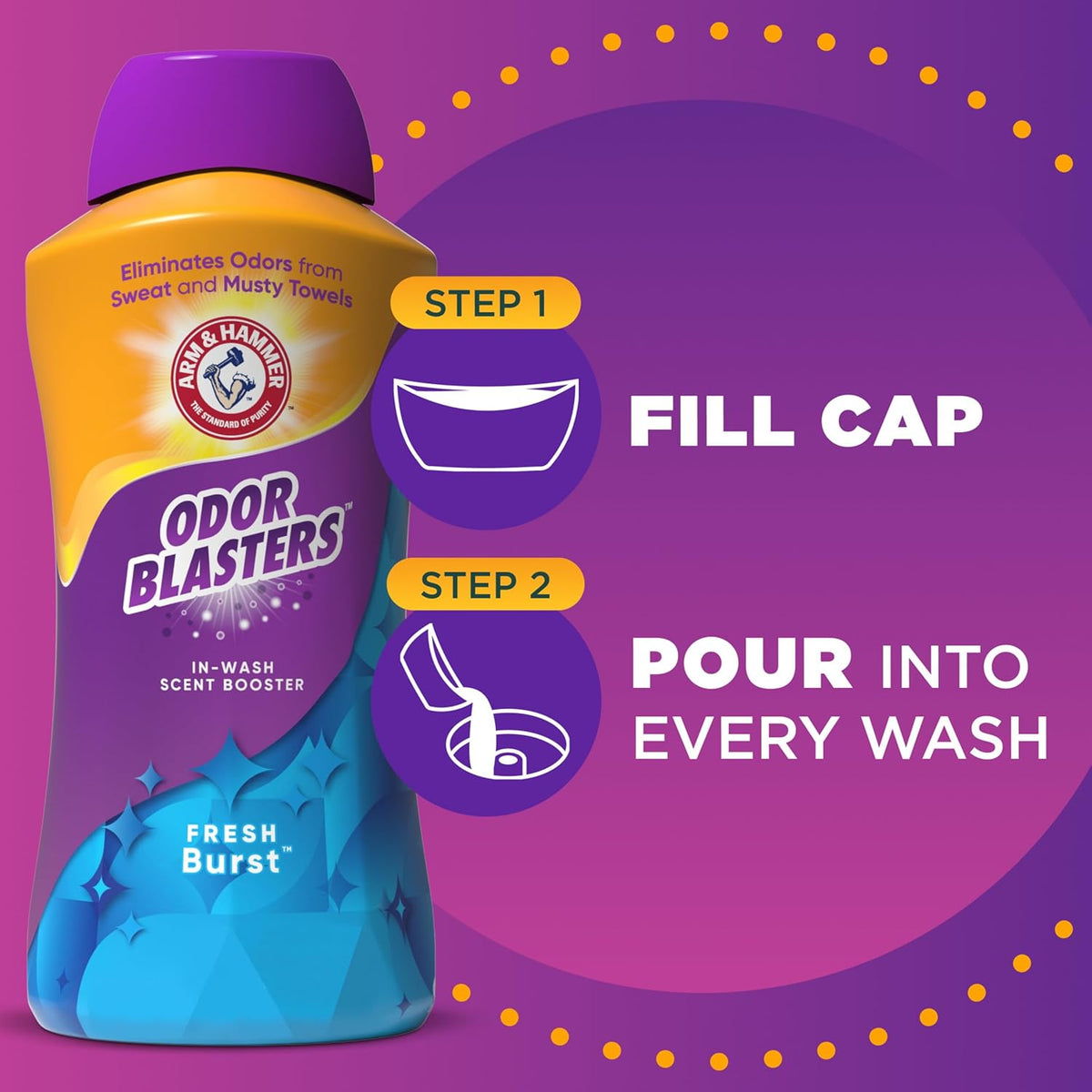 ARM & HAMMER Odor Blasters In-Wash Scent Booster, Fresh Burst Floral Crystals for Yoga Room and Meditation Space, Long-Lasting Mood-Boosting Laundry Fragrance