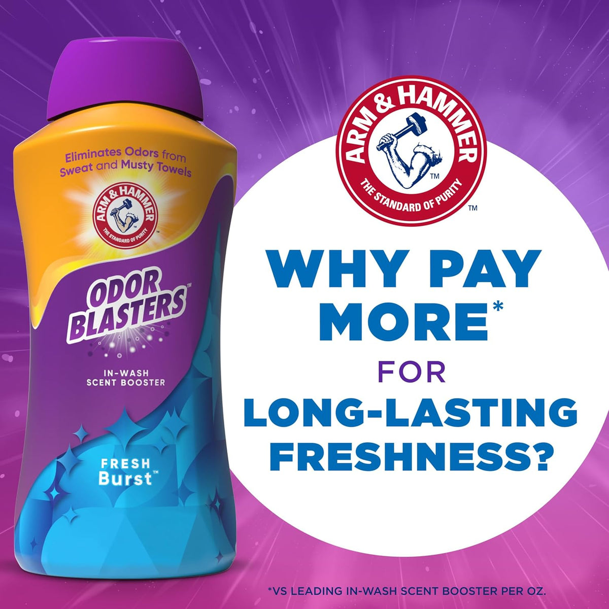 ARM & HAMMER Odor Blasters In-Wash Scent Booster, Fresh Burst Floral Crystals for Yoga Room and Meditation Space, Long-Lasting Mood-Boosting Laundry Fragrance