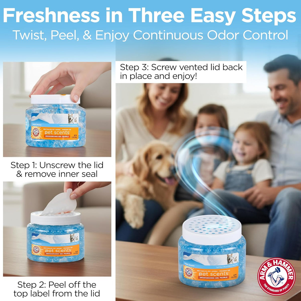 Arm & Hammer Pet Scents Deodorizing Gel Beads – Calming Pet Room Freshener for a Restful Nightly Routine