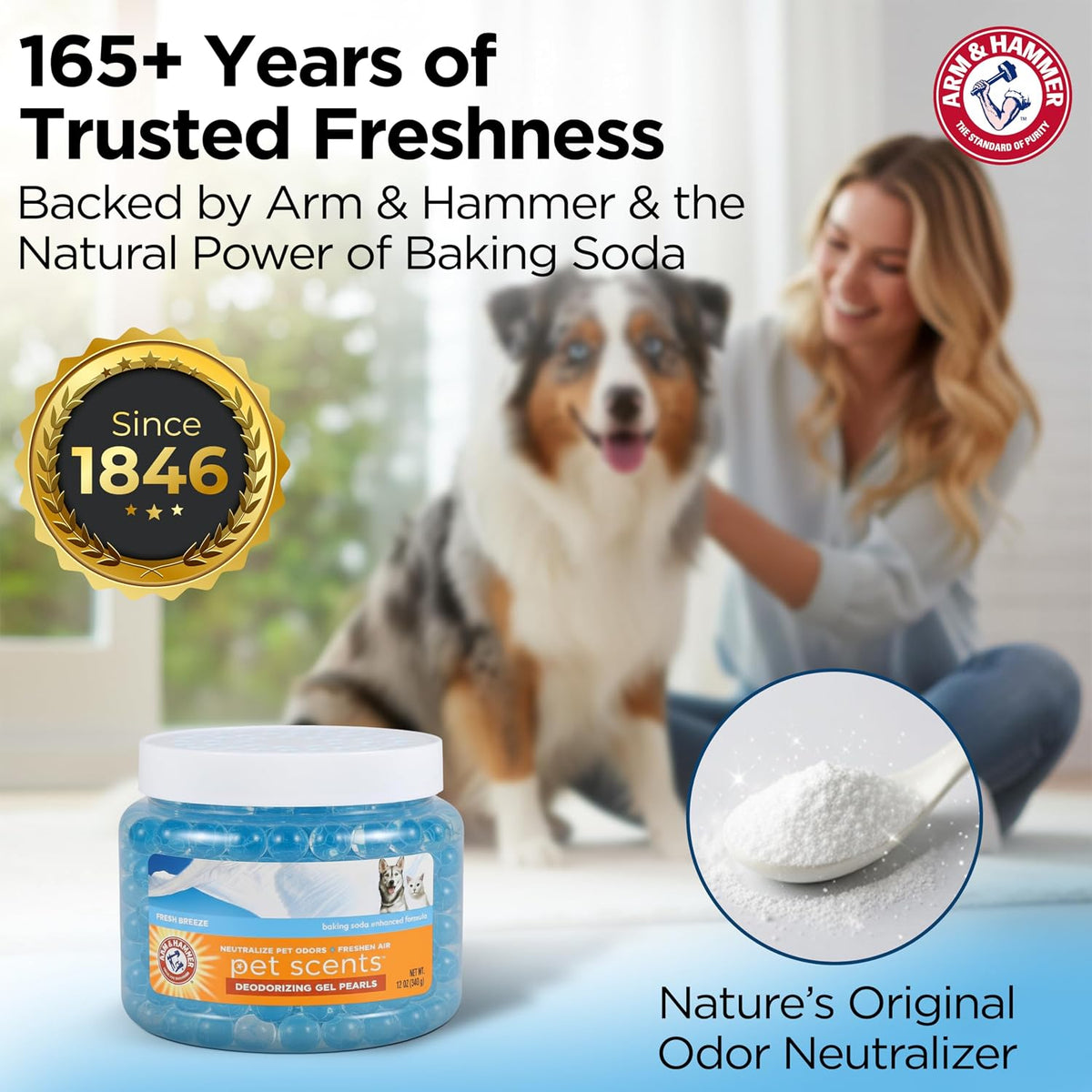 Arm & Hammer Pet Scents Deodorizing Gel Beads – Calming Pet Room Freshener for a Restful Nightly Routine