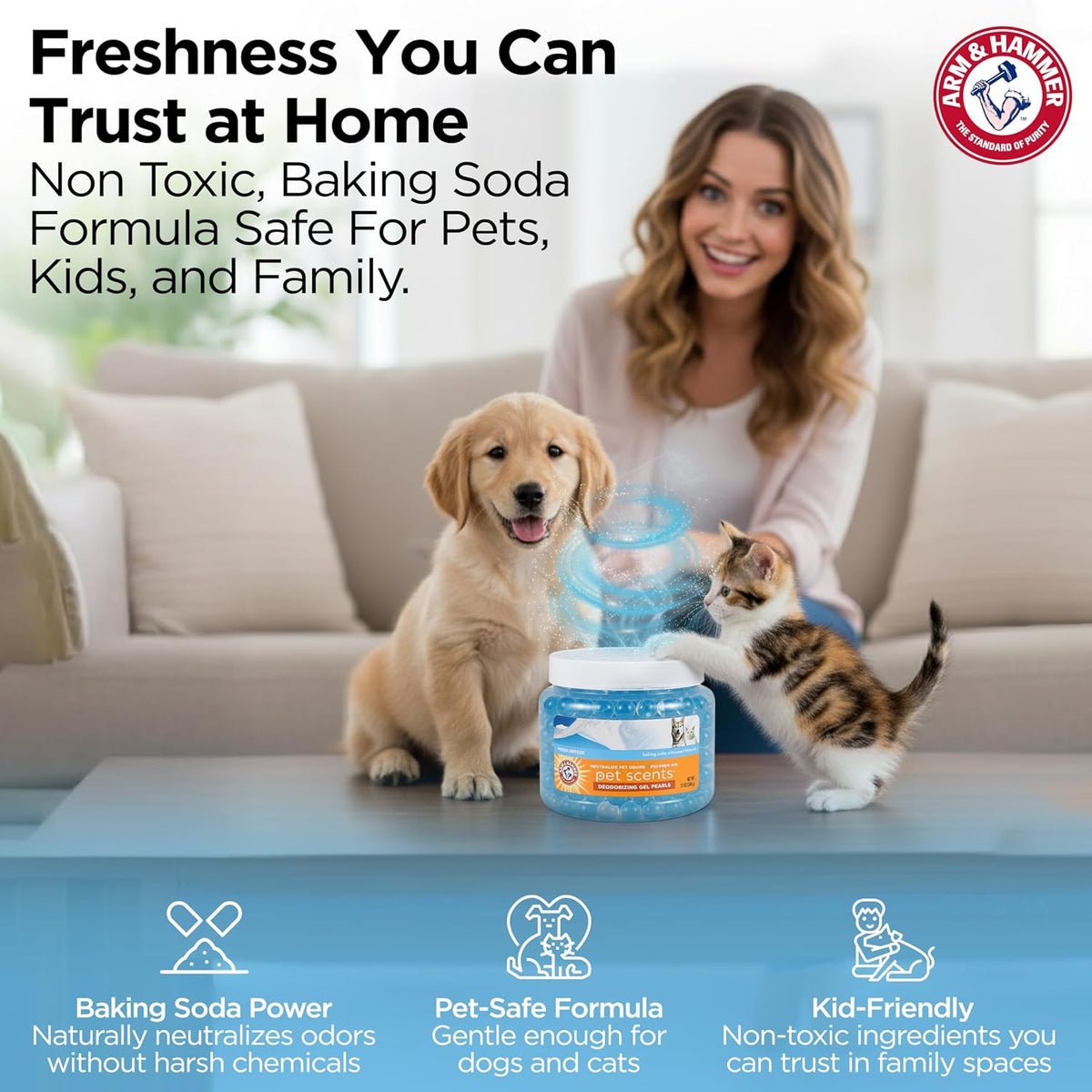 Arm & Hammer Pet Scents Deodorizing Gel Beads – Calming Pet Room Freshener for a Restful Nightly Routine