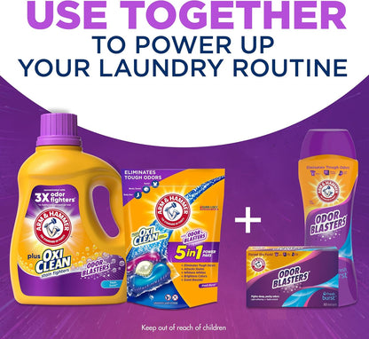 ARM & HAMMER Plus OxiClean Odor Blasters Laundry Detergent for Athletic and Gym Bag Laundry, Strong Odor Removal HE Liquid for Sports Uniforms