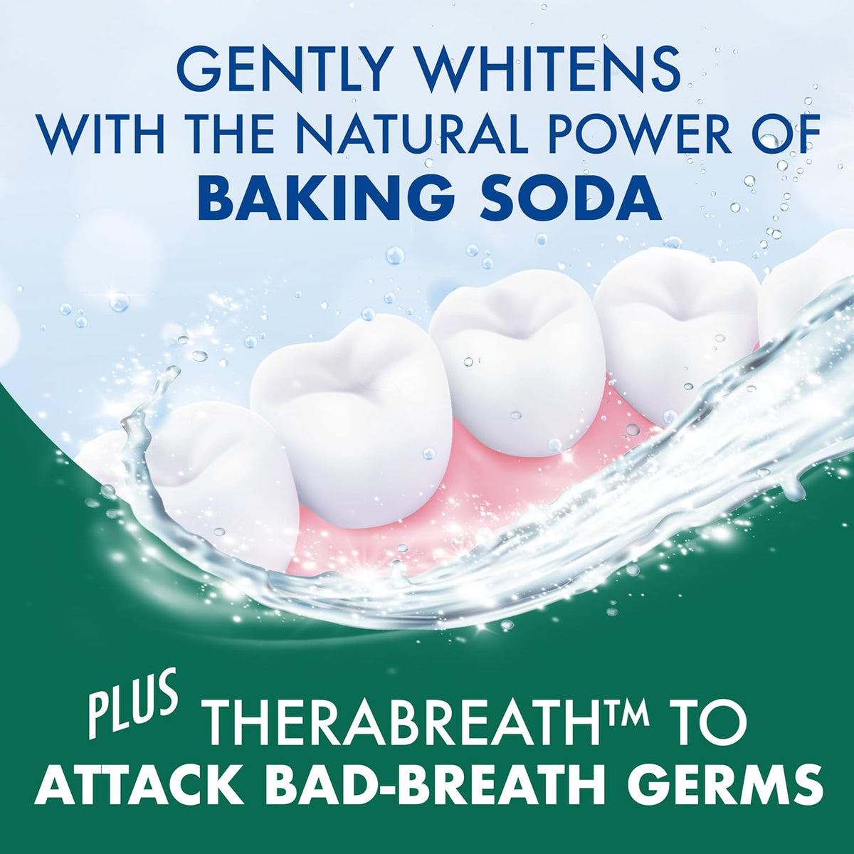 ARM & HAMMER Plus TheraBreath Toothpaste – Enamel-Safe Daily Brushing for the Family Bathroom, Low-Abrasion Whitening