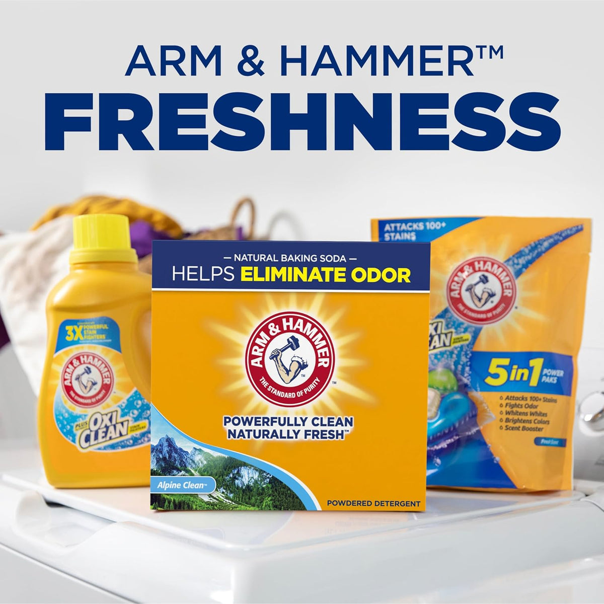 ARM & HAMMER Powder Laundry Detergent, Clean Burst, 9.56 lb, 155 Loads – High-Volume Laundry Detergent for Busy Professionals and Home Offices