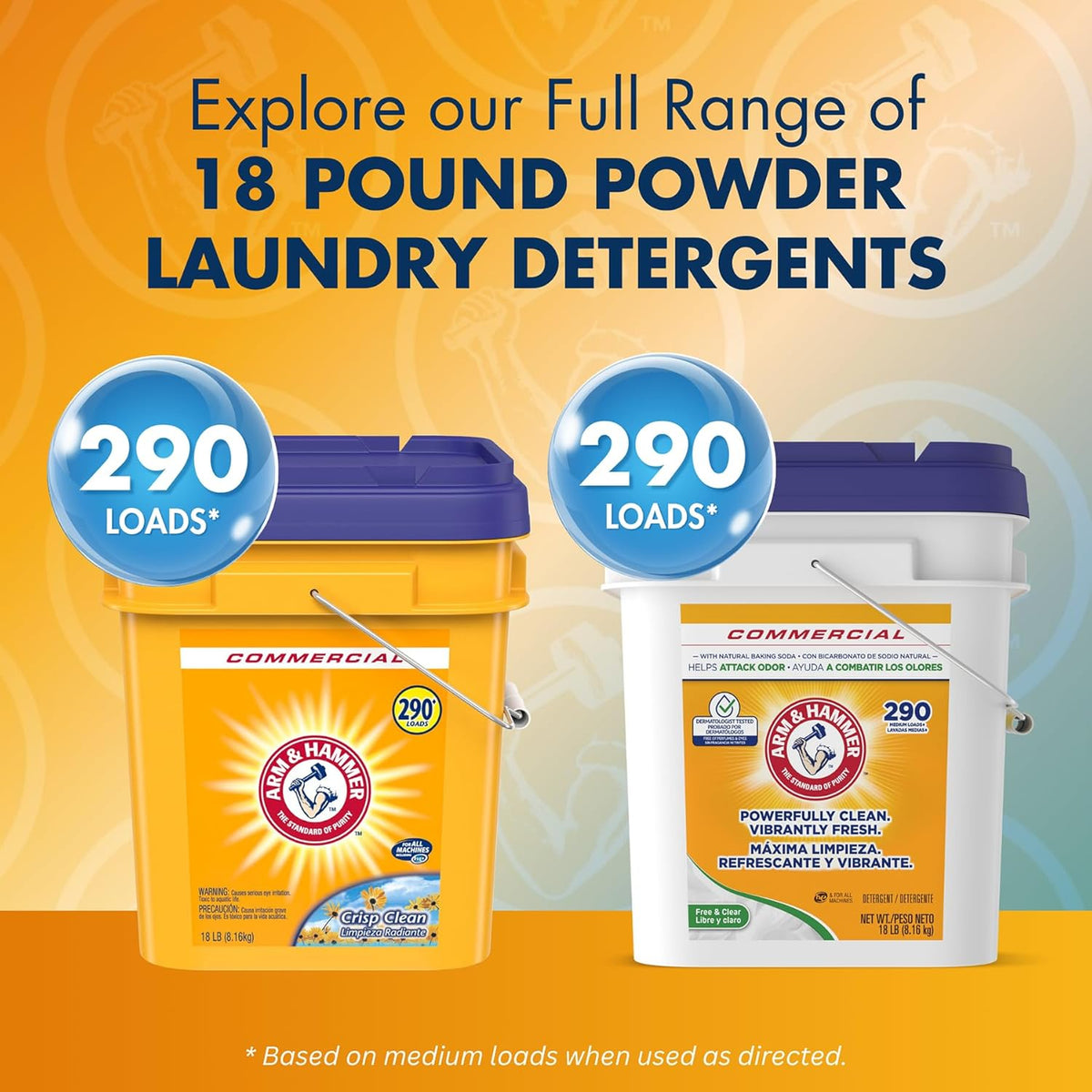 Arm & Hammer Powder Laundry Detergent – Single 18 lb Pail Simplifies Mixed HE and Standard Washer Households, 290 Loads