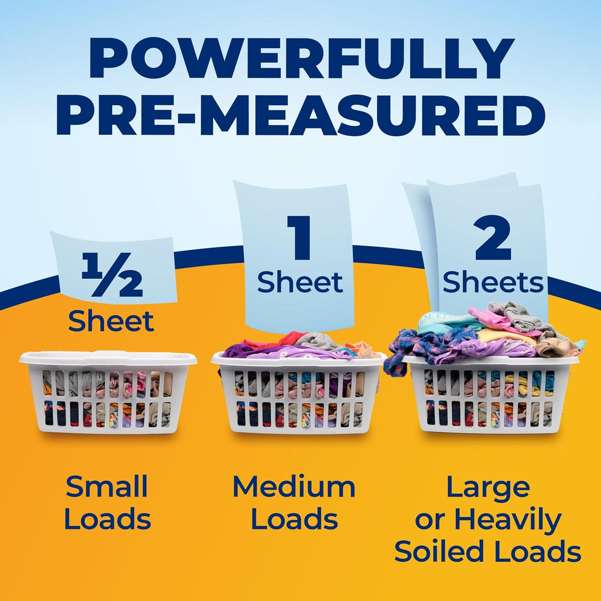 ARM & HAMMER Power Sheets Laundry Detergent Plus OxiClean, 6in1 Sparkling Fresh for Clutter-Free Laundry Room Storage