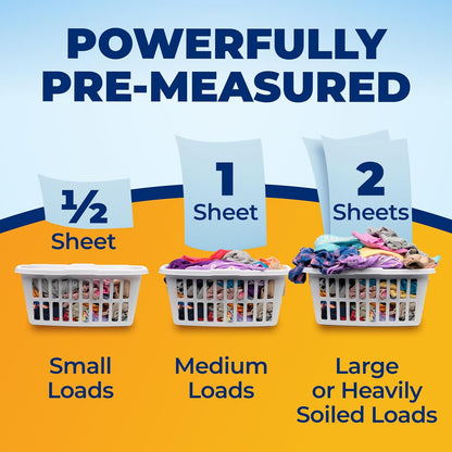 ARM & HAMMER Power Sheets Laundry Detergent Plus OxiClean, 6in1 Sparkling Fresh for Clutter-Free Laundry Room Storage