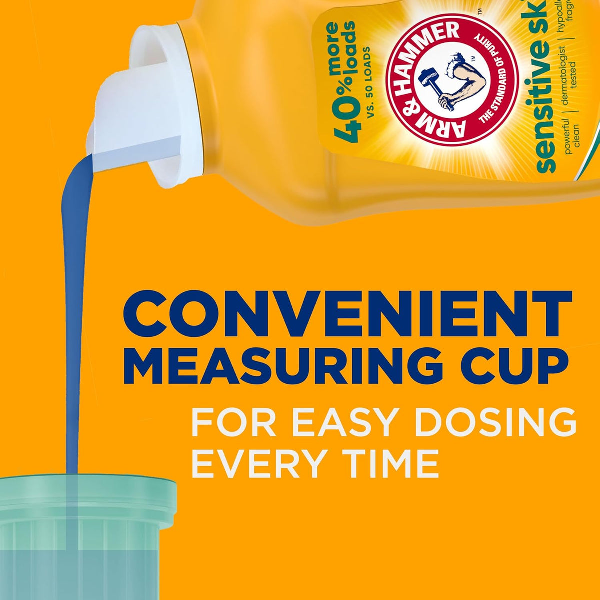 ARM & HAMMER Sensitive Skin Laundry Detergent – Hypoallergenic Fresh Scent for Bedtime and Bath Linens, 105 fl oz