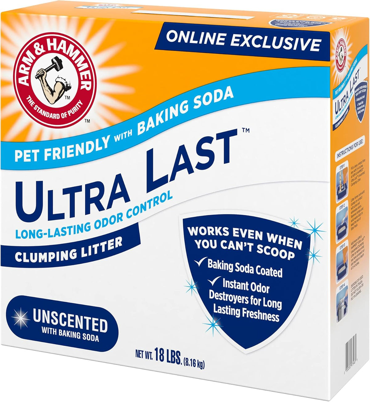 ARM & Hammer Unscented Clumping Cat Litter – Perfume Free Multi-Cat Formula Safe for Sensitive Cats and Kids