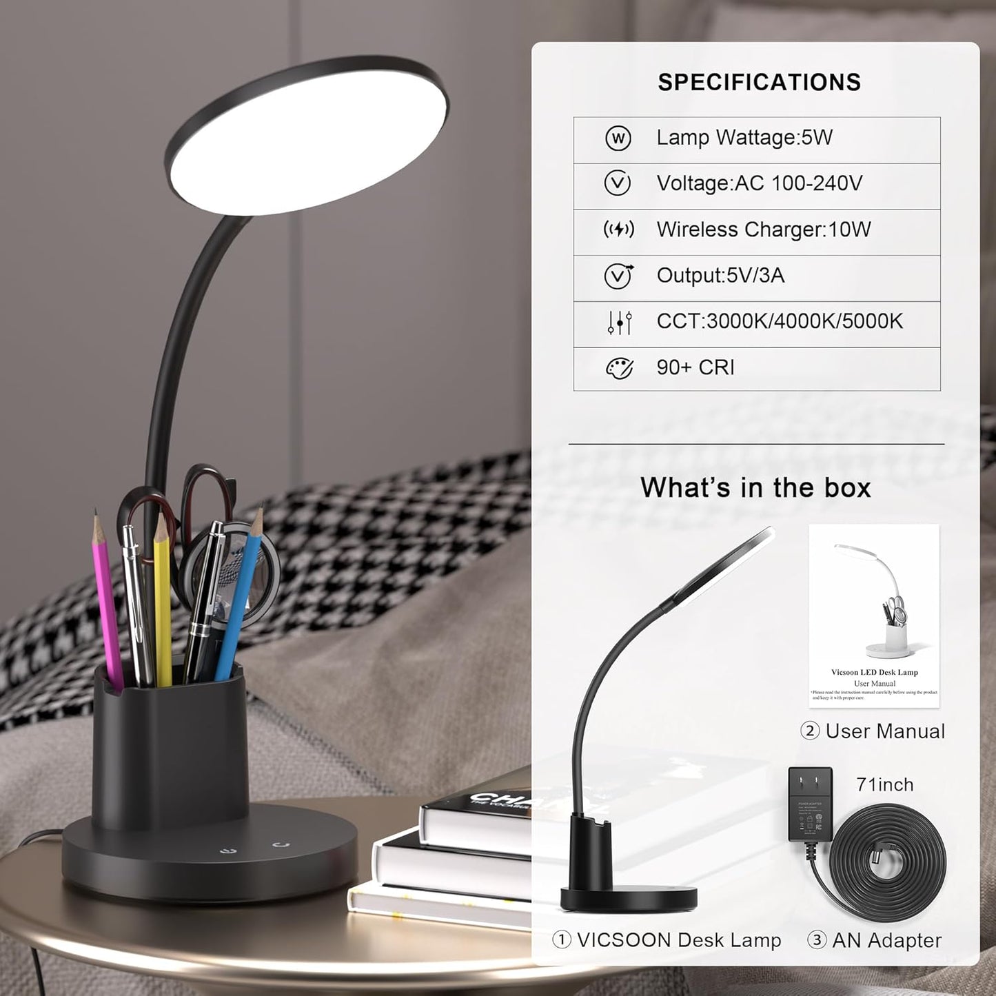 AromaX Glow – Home Office Desk Lamp with Wireless Charging for Focused Work Sessions
