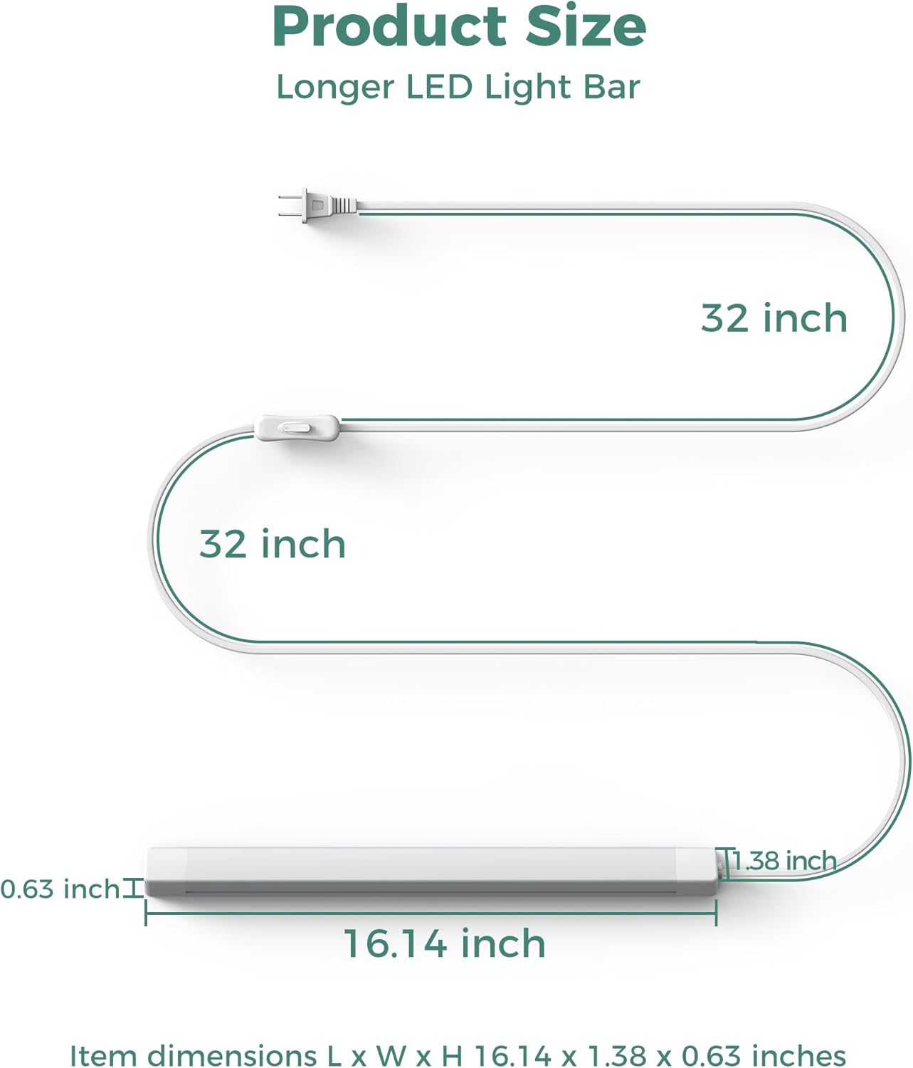 ASOKO 16 Inch Under Cabinet LED Light Bar – Focused Task Lighting for Home Office and Study Desk Setups