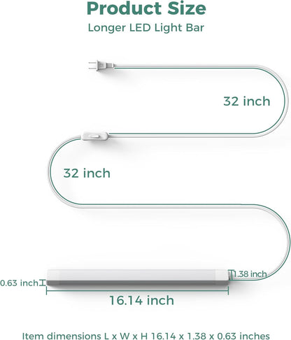 ASOKO 16 Inch Under Cabinet LED Light Bar – Focused Task Lighting for Home Office and Study Desk Setups