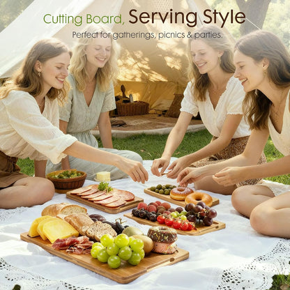 Astercook Natural Bamboo Cutting Boards with Stand – Calming Cooking Ritual Upgrade for Slow Living Kitchens, 3 Sizes